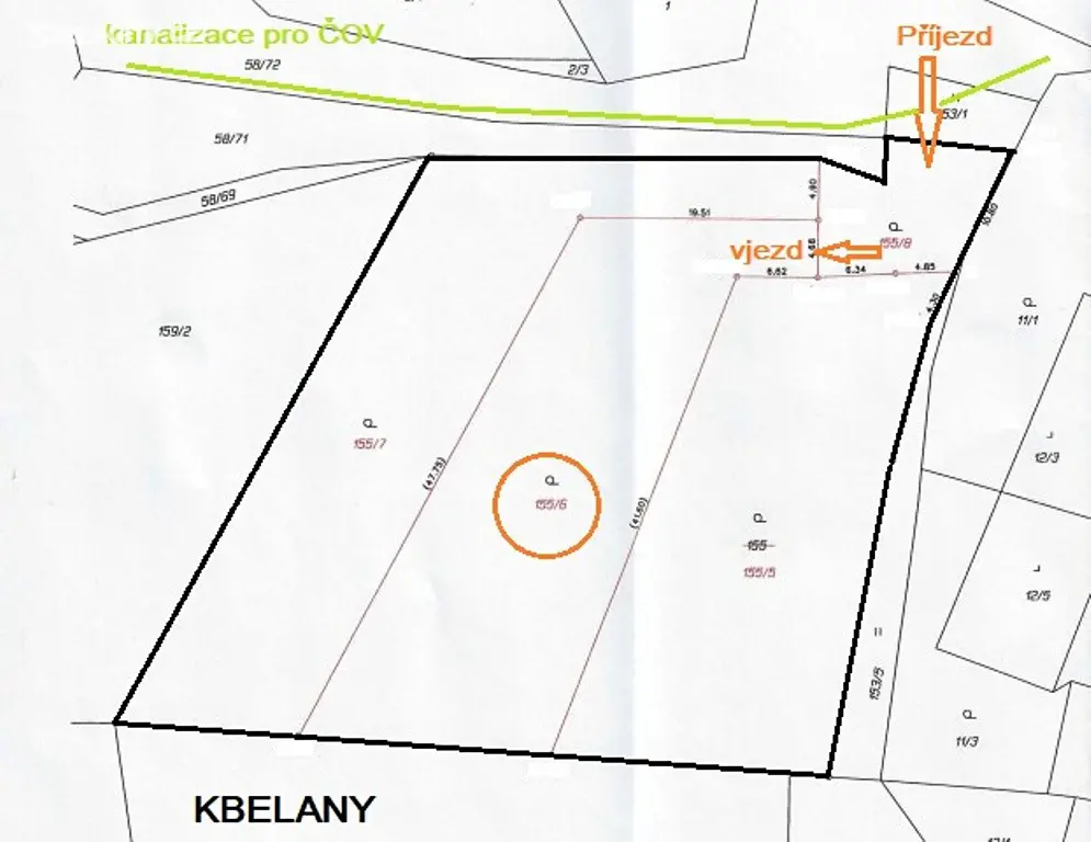 Prodej  stavebního pozemku 835 m², Kbelany, okres Plzeň-sever