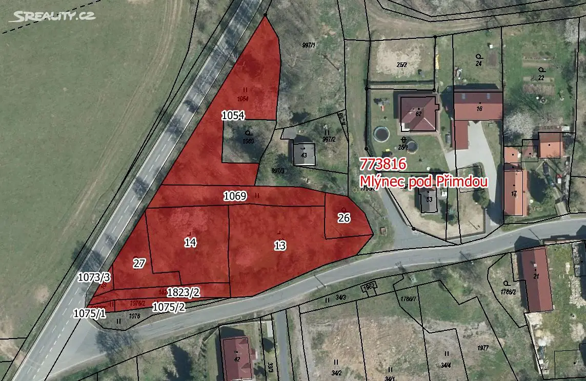 Prodej  stavebního pozemku 4 578 m², Přimda - Mlýnec, okres Tachov