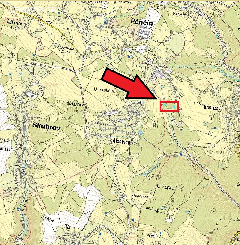 Prodej  lesa 1 951 m², Pěnčín - Bratříkov, okres Jablonec nad Nisou