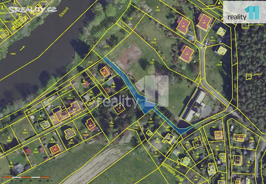Prodej  pozemku 643 m², Samopše, okres Kutná Hora