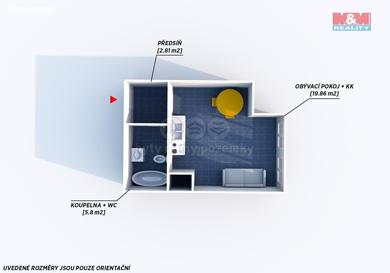 Pronájem bytu 1+kk 31 m², Dělostřelců, Rokycany - Nové Město