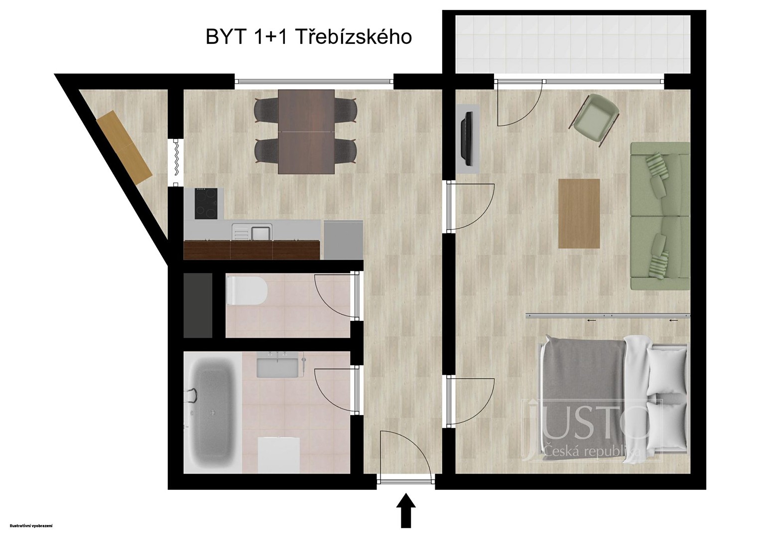 Prodej bytu 1+1 45 m², Třebízského, Písek - Pražské Předměstí