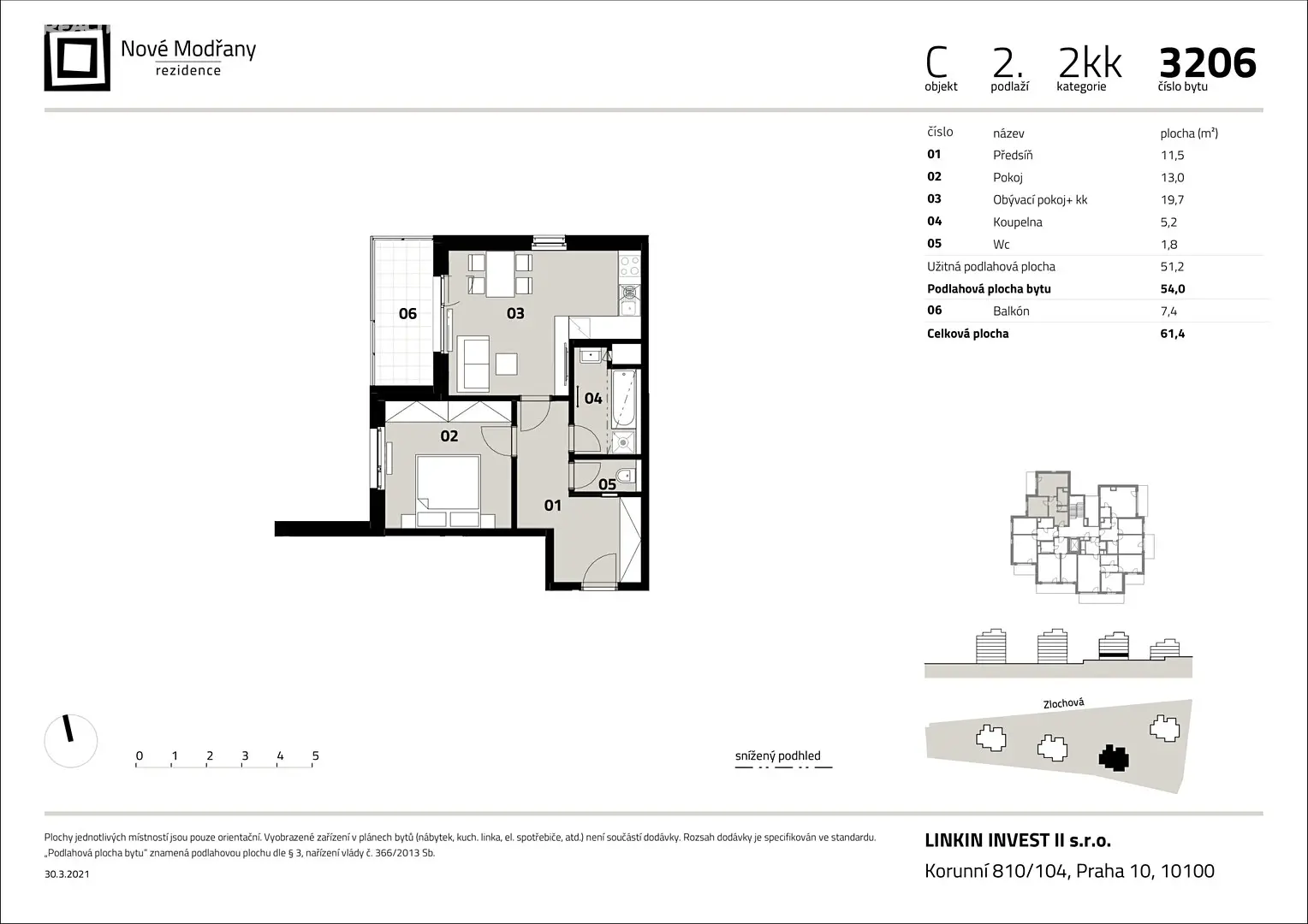 Prodej bytu 2+kk 54 m², Zlochova, Praha 4 - Modřany
