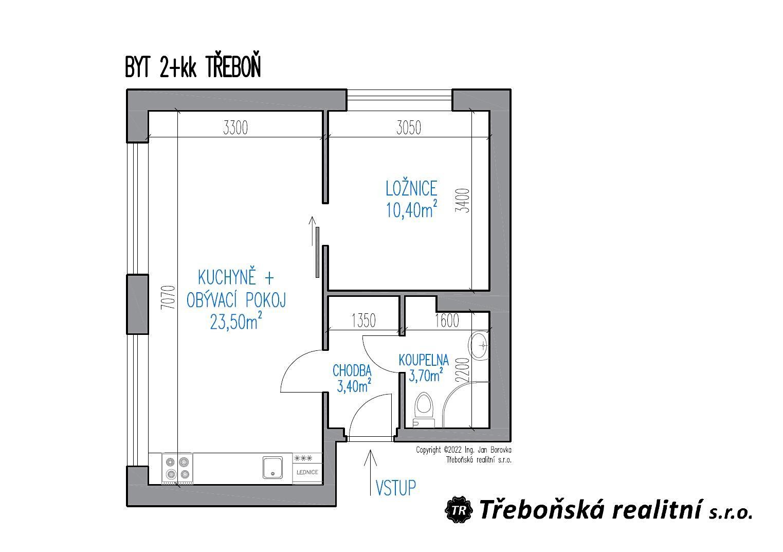 Prodej bytu 2+kk 43 m² (Podkrovní), Šmeralova, Třeboň - Třeboň II