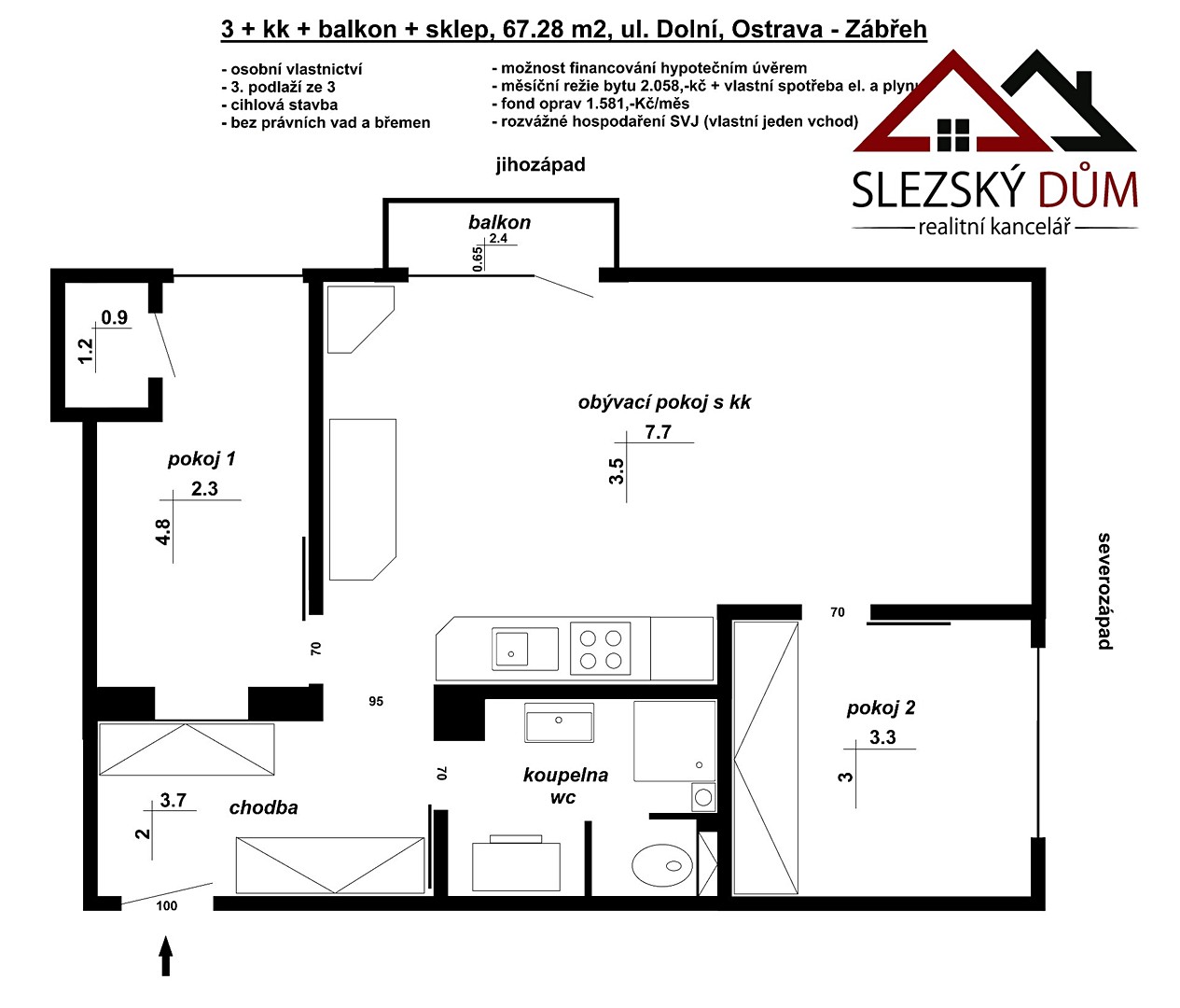 Prodej bytu 3+kk 67 m², Dolní, Ostrava - Zábřeh