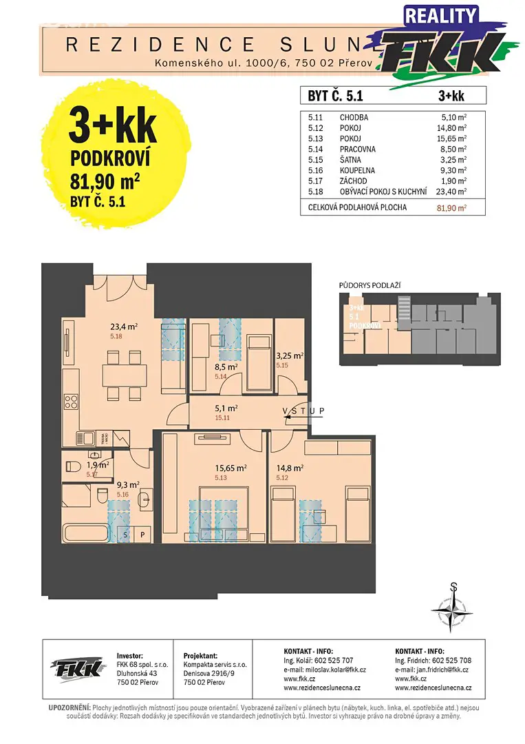 Prodej bytu 3+kk 82 m², Komenského, Přerov - Přerov I-Město