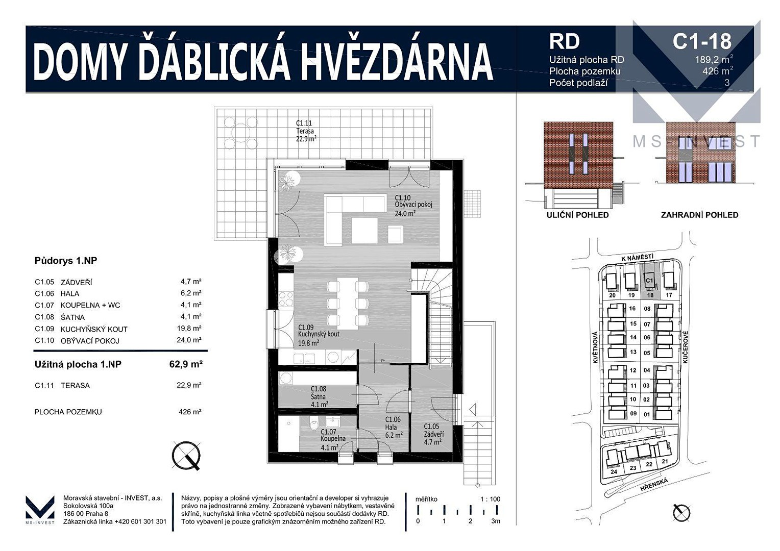 Prodej  rodinného domu 189 m², pozemek 426 m², Květnová, Praha - Ďáblice