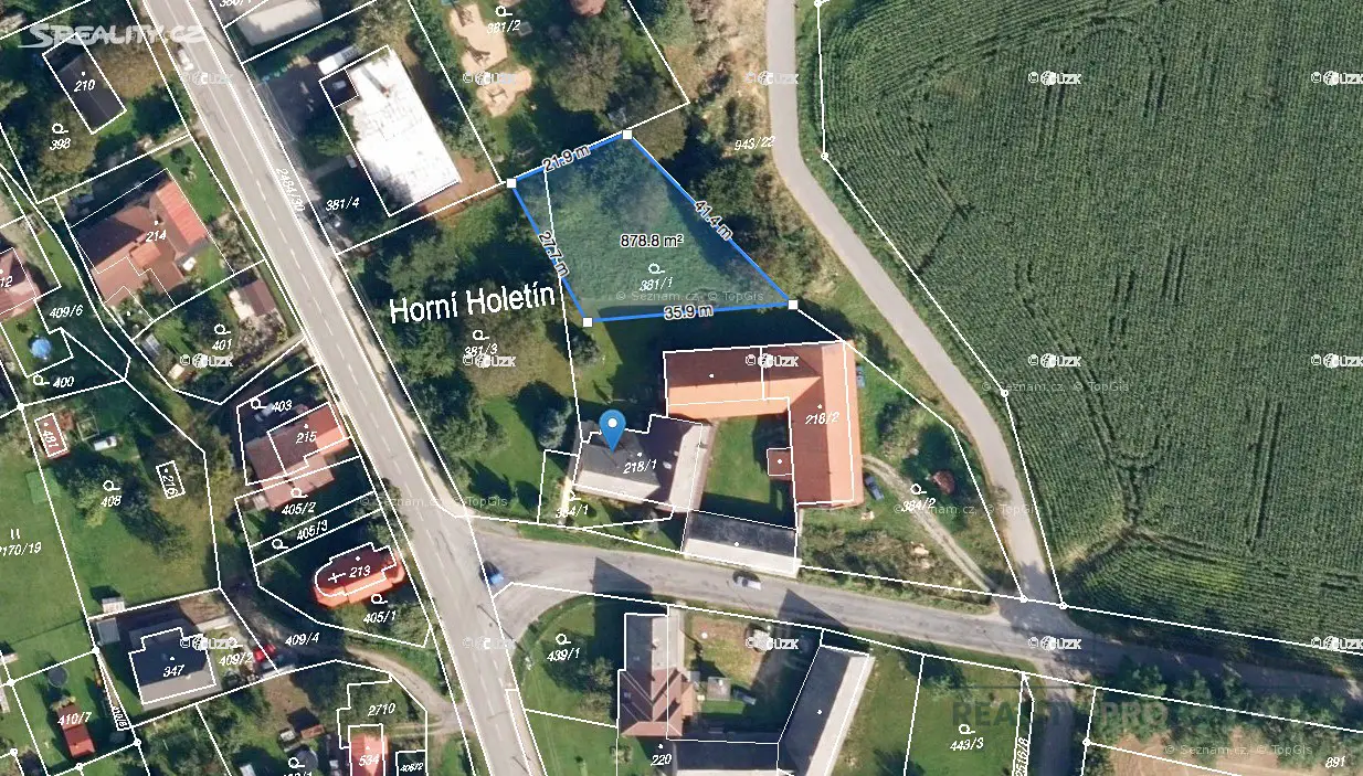 Prodej  stavebního pozemku 879 m², Holetín - Horní Holetín, okres Chrudim