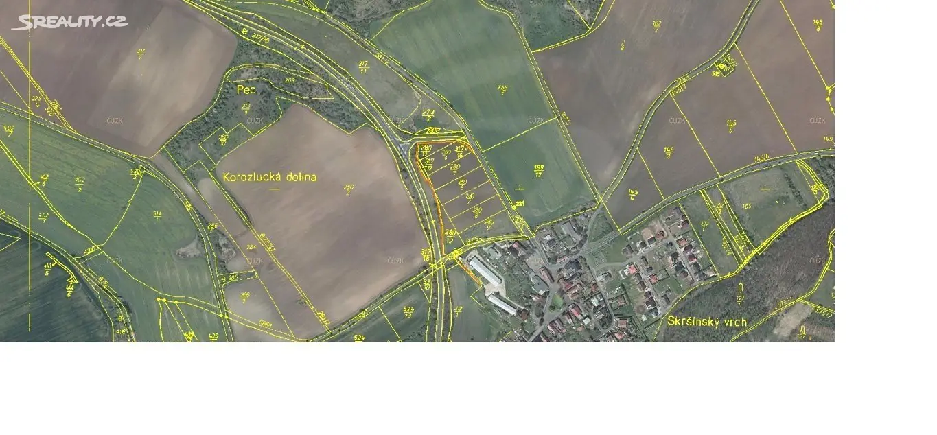 Prodej  komerčního pozemku 7 543 m², Skršín, okres Most