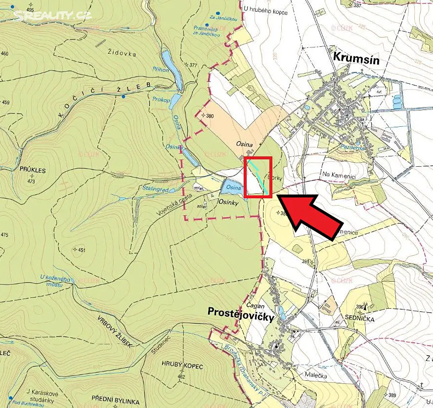 Prodej  lesa 1 153 m², Krumsín, okres Prostějov