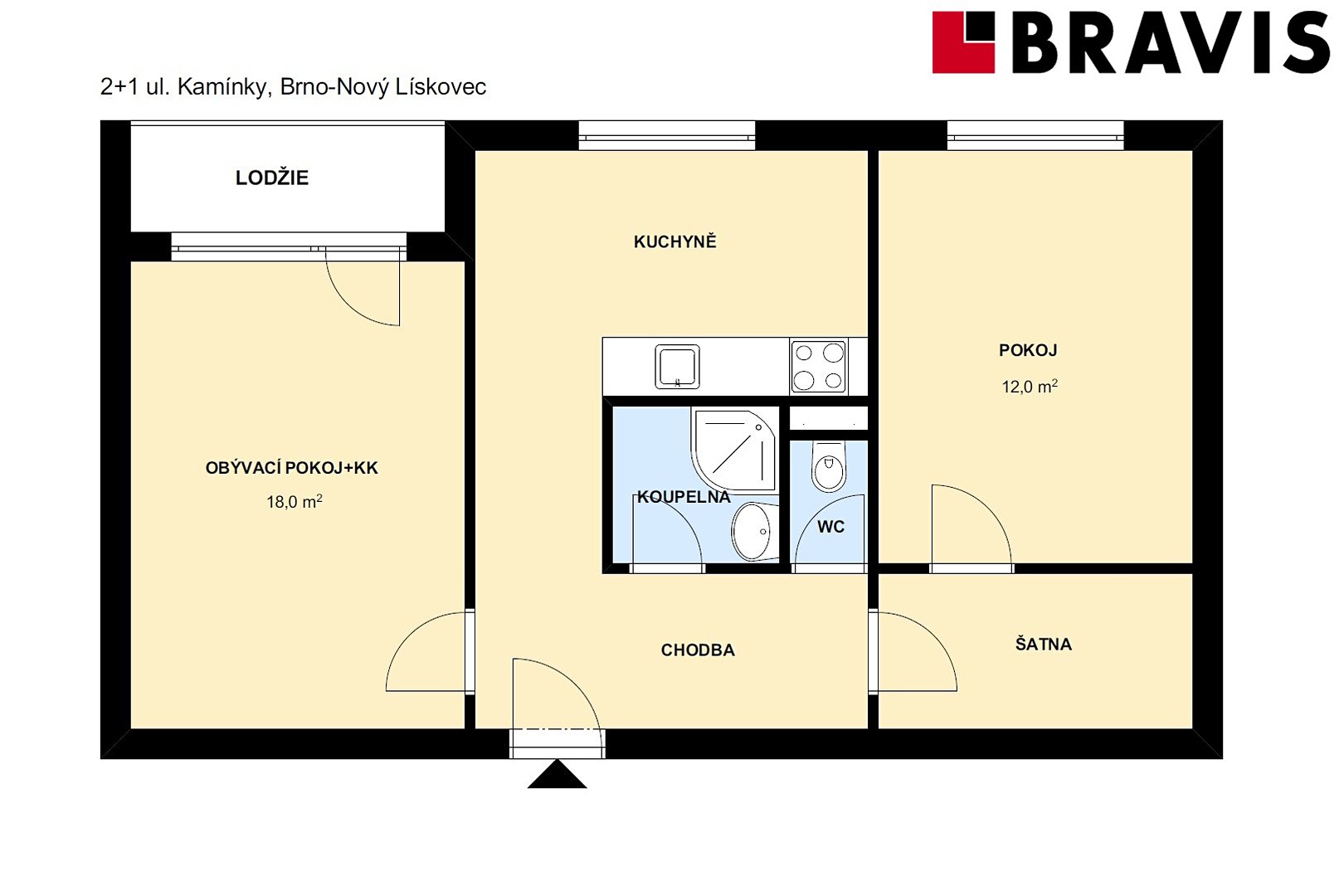 Pronájem bytu 2+1 47 m², Kamínky, Brno - Nový Lískovec