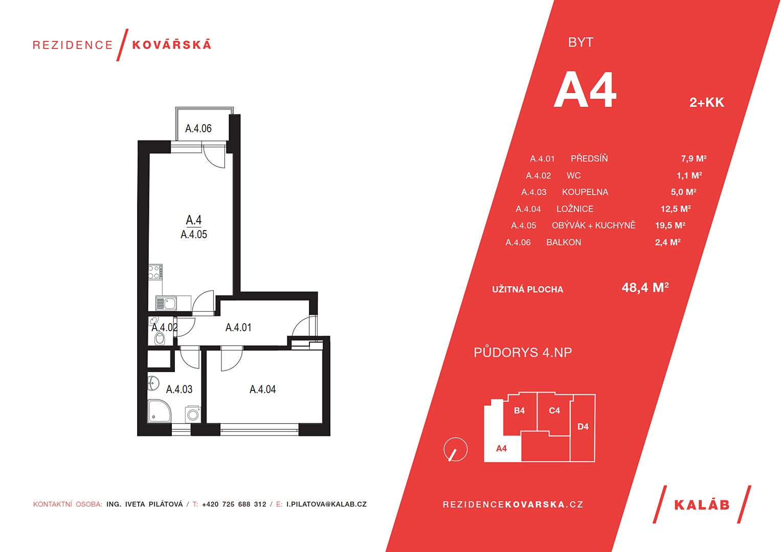 Prodej bytu 2+kk 48 m², Kovářská, Brno - Komárov