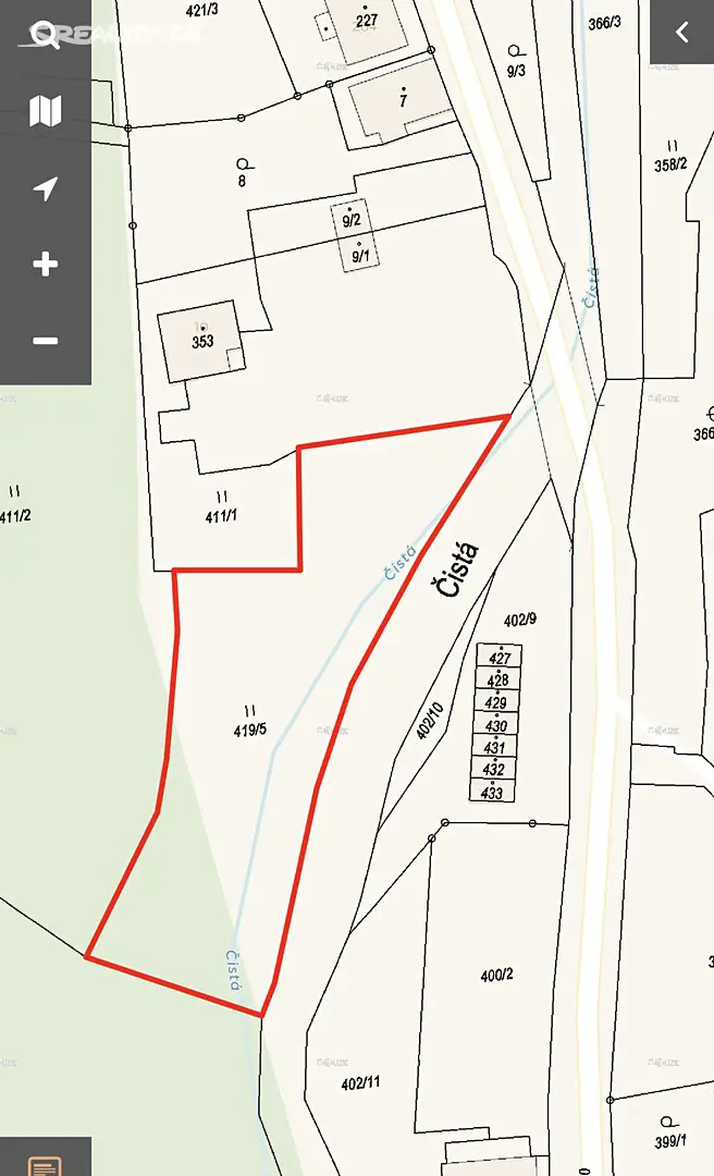 Prodej  stavebního pozemku 2 116 m², Černý Důl, okres Trutnov