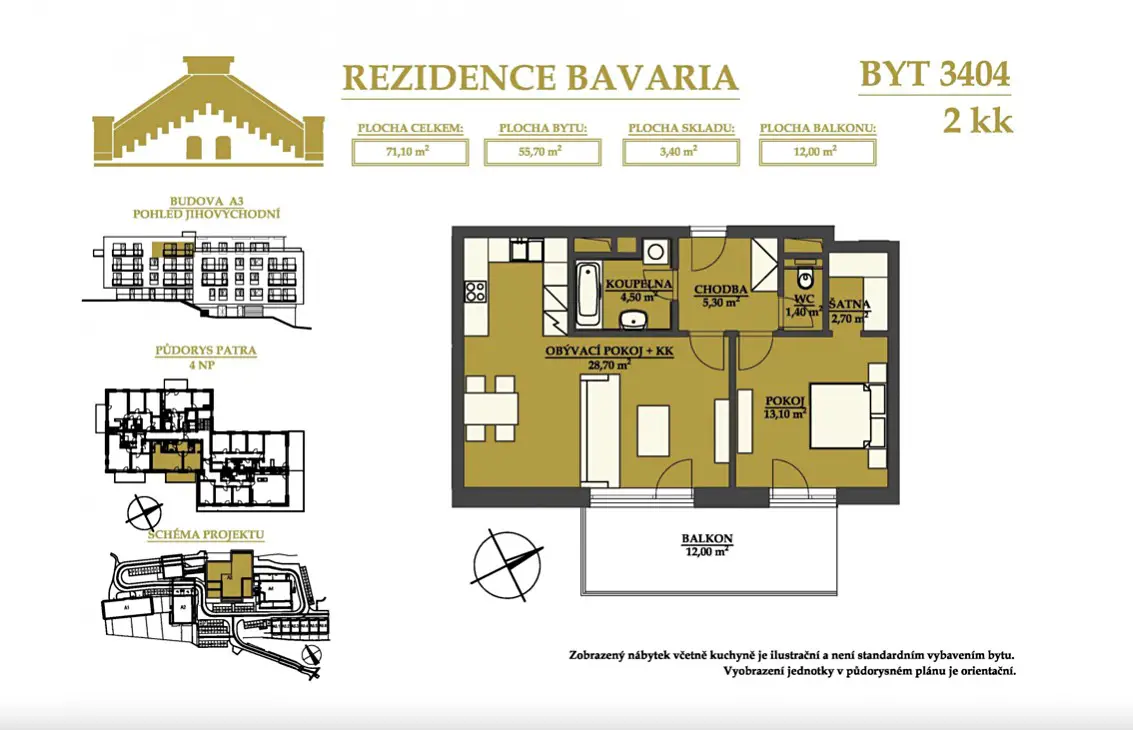 Pronájem bytu 2+kk 56 m², Kleštínek, Brno - Jehnice