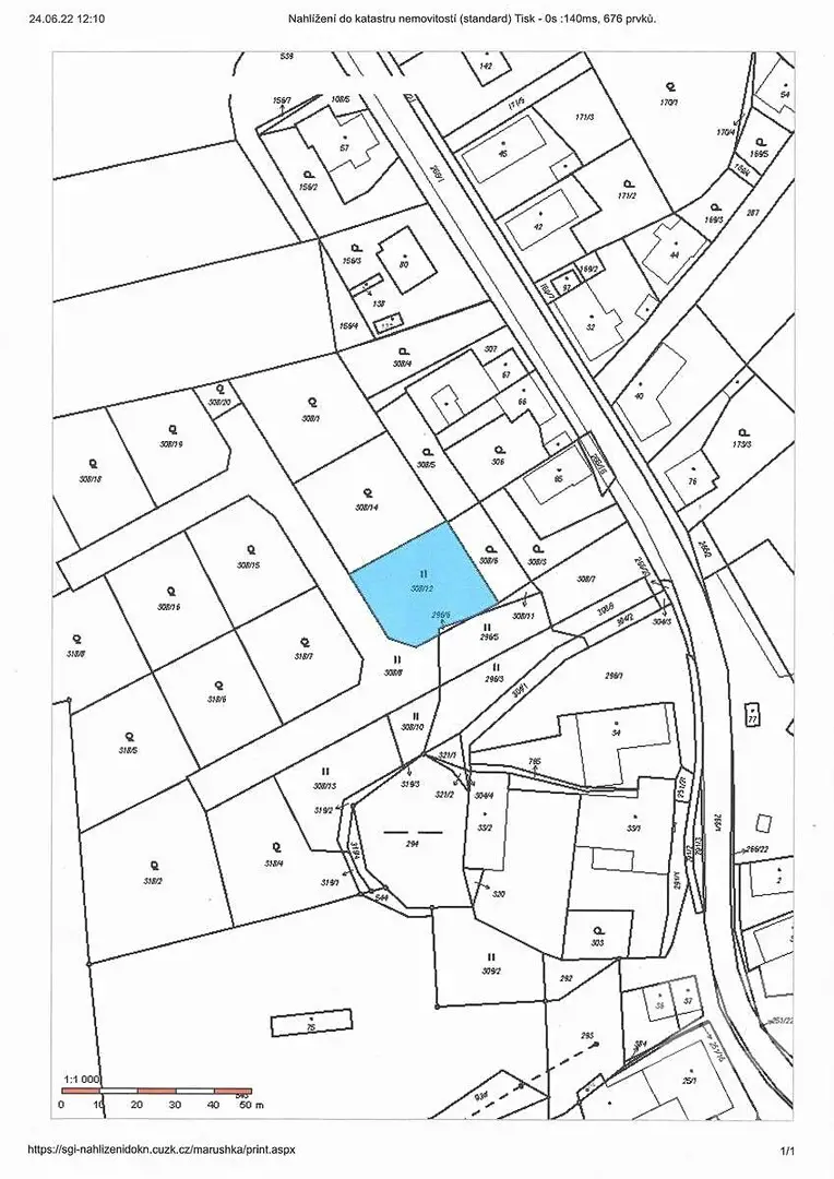 Prodej  stavebního pozemku 727 m², Chrudim - Vlčnov, okres Chrudim
