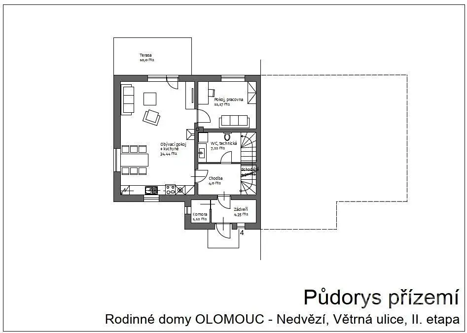 Prodej  rodinného domu 124 m², pozemek 385 m², Větrná, Olomouc - Nedvězí