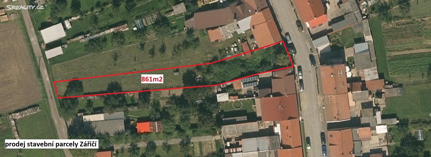 Prodej  stavebního pozemku 861 m², Záříčí, okres Kroměříž
