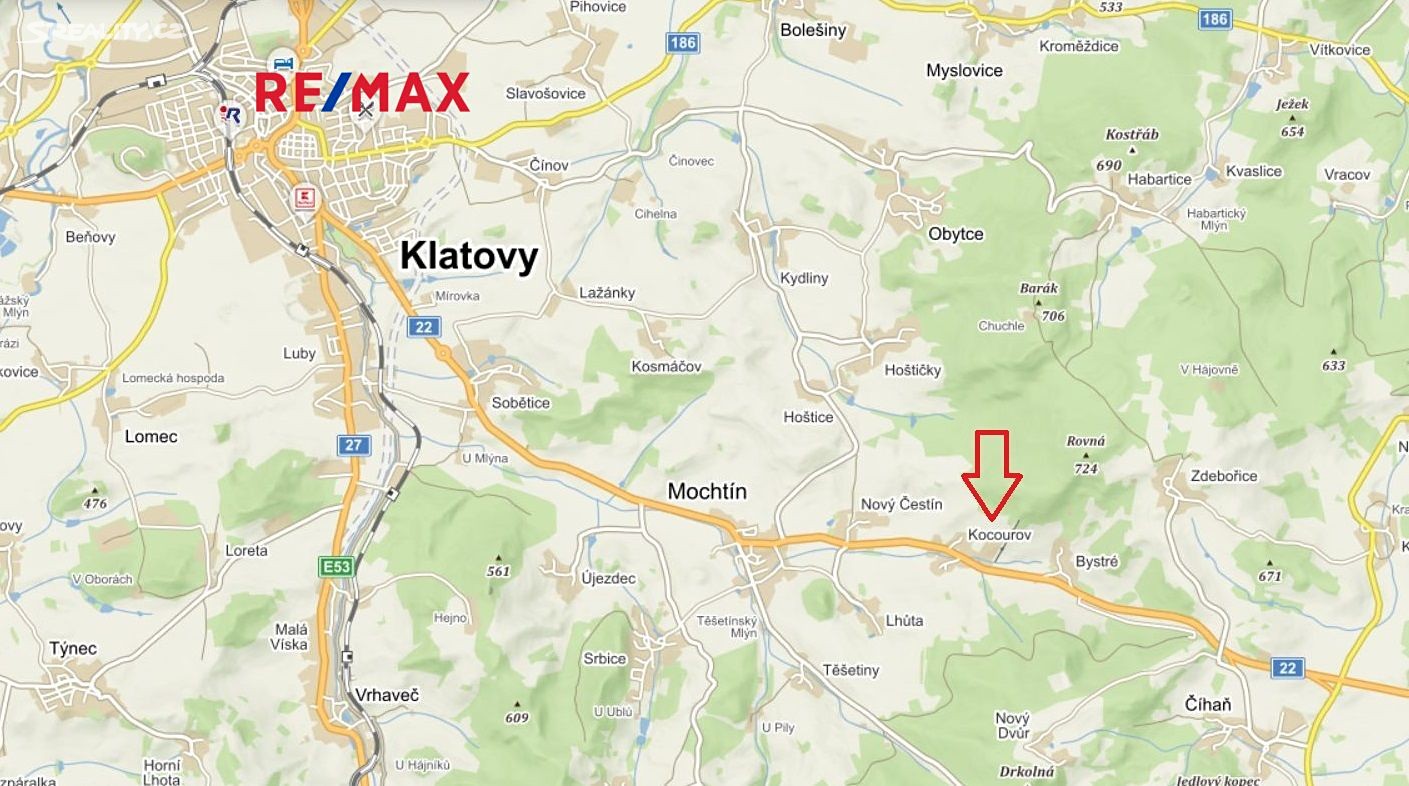 Prodej  pozemku 2 667 m², Mochtín, okres Klatovy