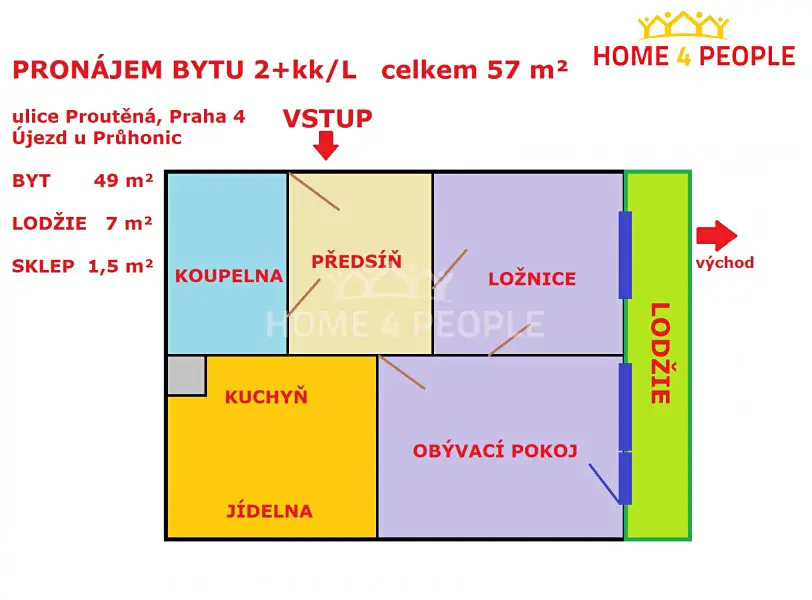 Pronájem bytu 2+kk 57 m², Proutěná, Praha 4 - Újezd u Průhonic