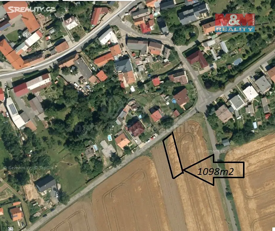 Prodej  stavebního pozemku 1 098 m², Bělkovice-Lašťany, okres Olomouc