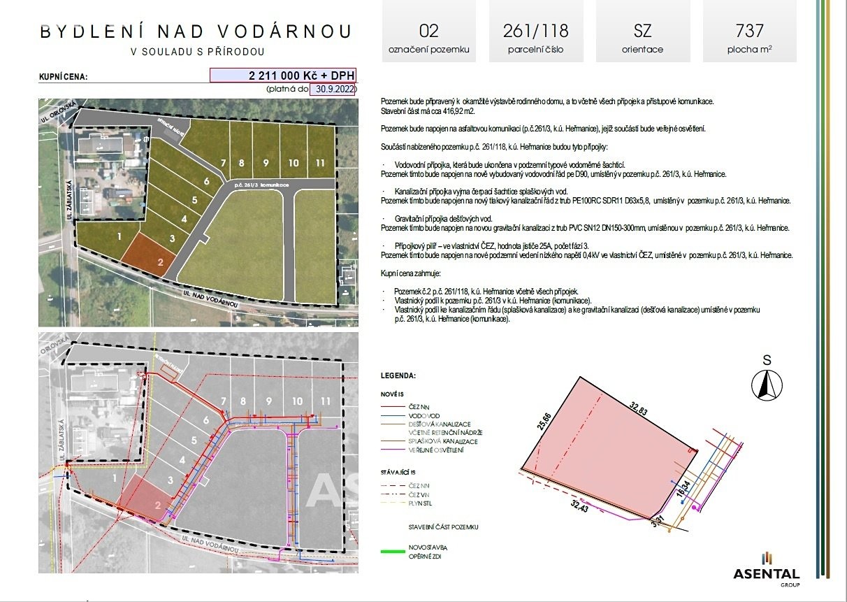 Prodej  stavebního pozemku 737 m², Nad Vodárnou, Ostrava - Heřmanice