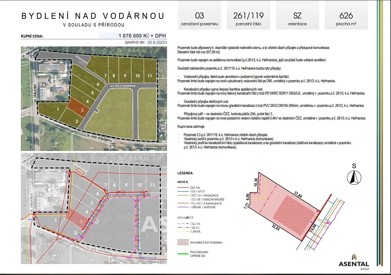 Prodej  stavebního pozemku 626 m², Nad Vodárnou, Ostrava - Heřmanice