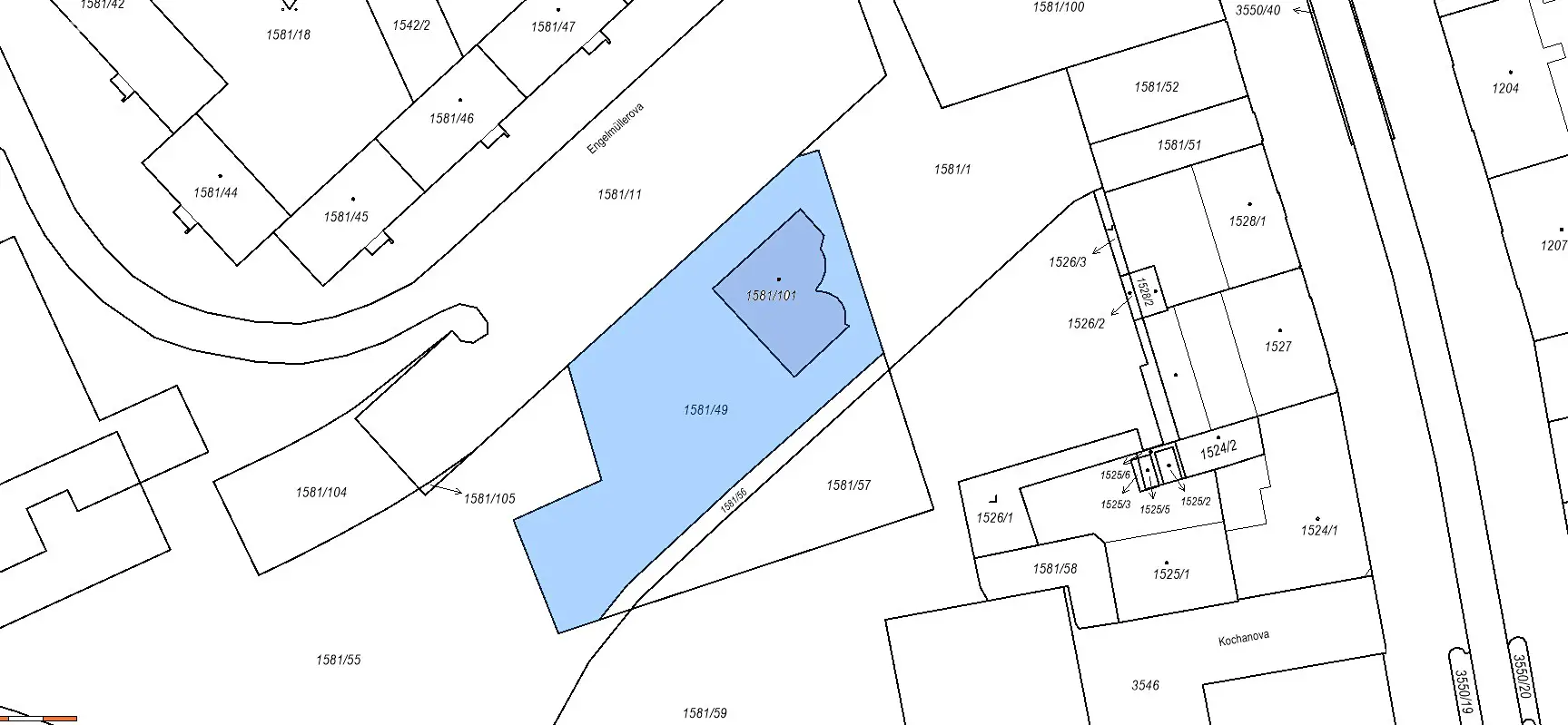 Prodej  komerčního pozemku 1 878 m², Engelmüllerova, Ostrava - Moravská Ostrava