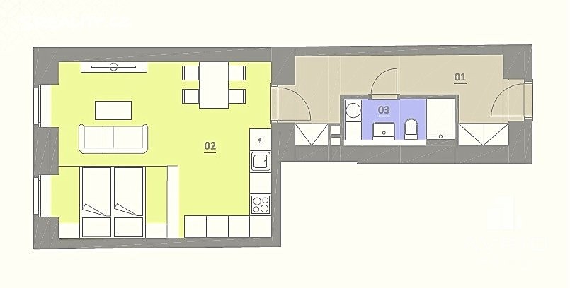Pronájem bytu 1+kk 48 m², Údolní, Brno - Brno-střed