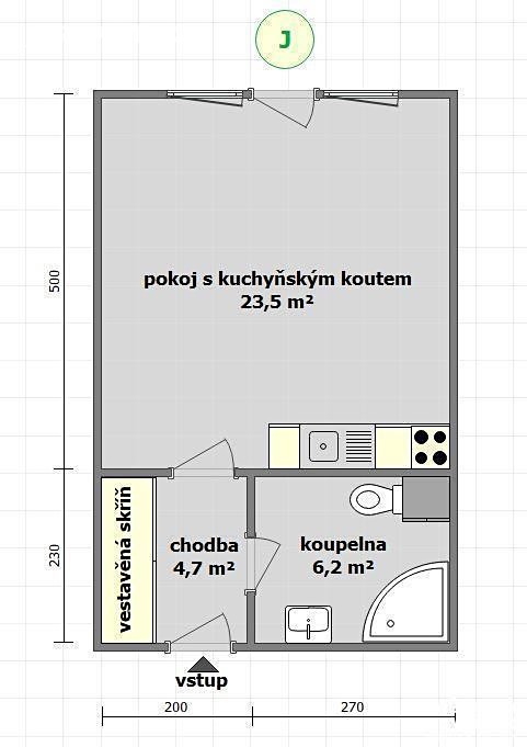 Pronájem bytu 1+kk 34 m², Štefánikova, Hradec Králové - Moravské Předměstí