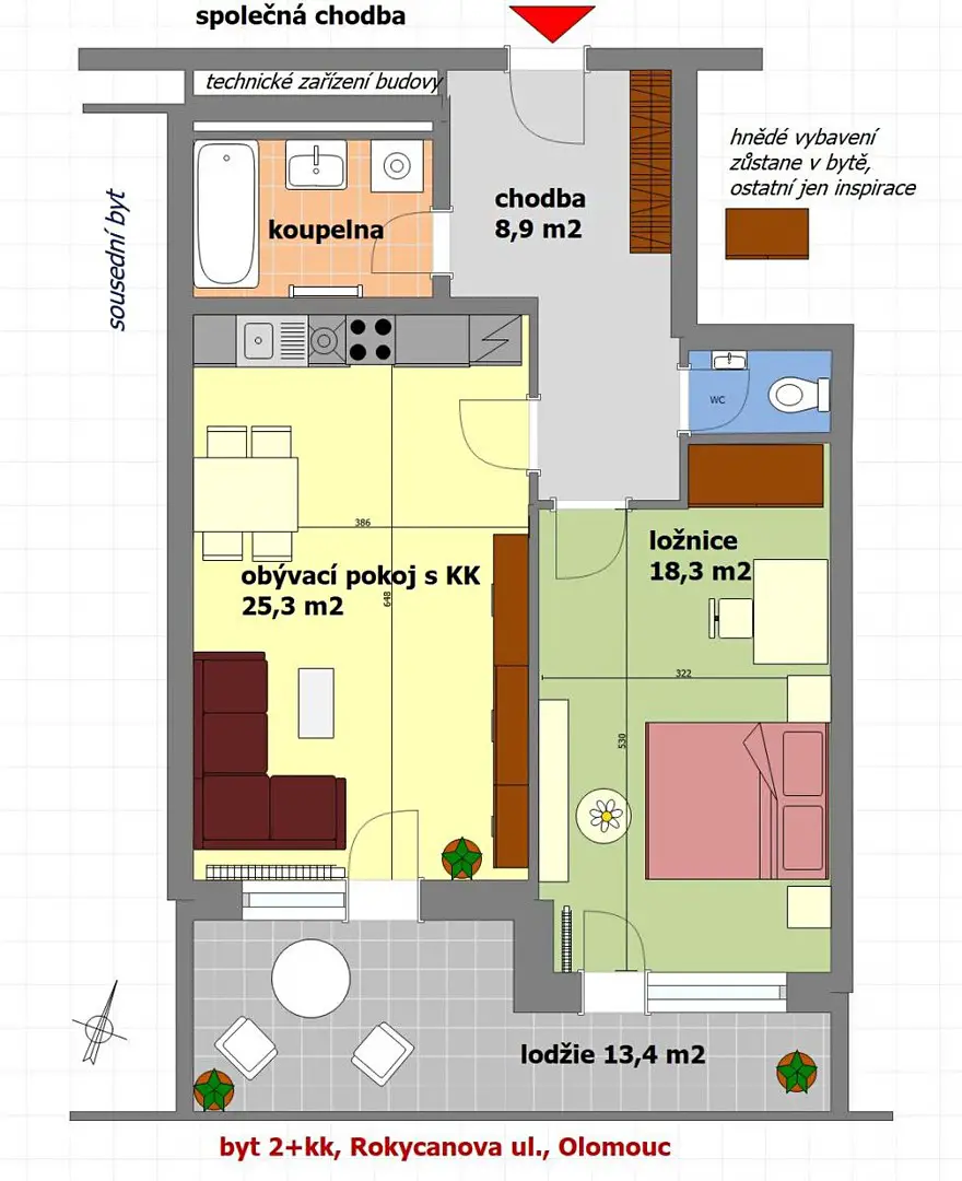 Pronájem bytu 2+kk 78 m², Rokycanova, Olomouc - Nové Sady
