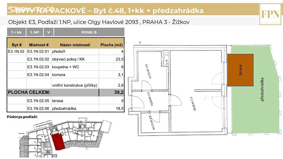 Prodej bytu 1+kk 37 m², Olgy Havlové, Praha 3 - Žižkov