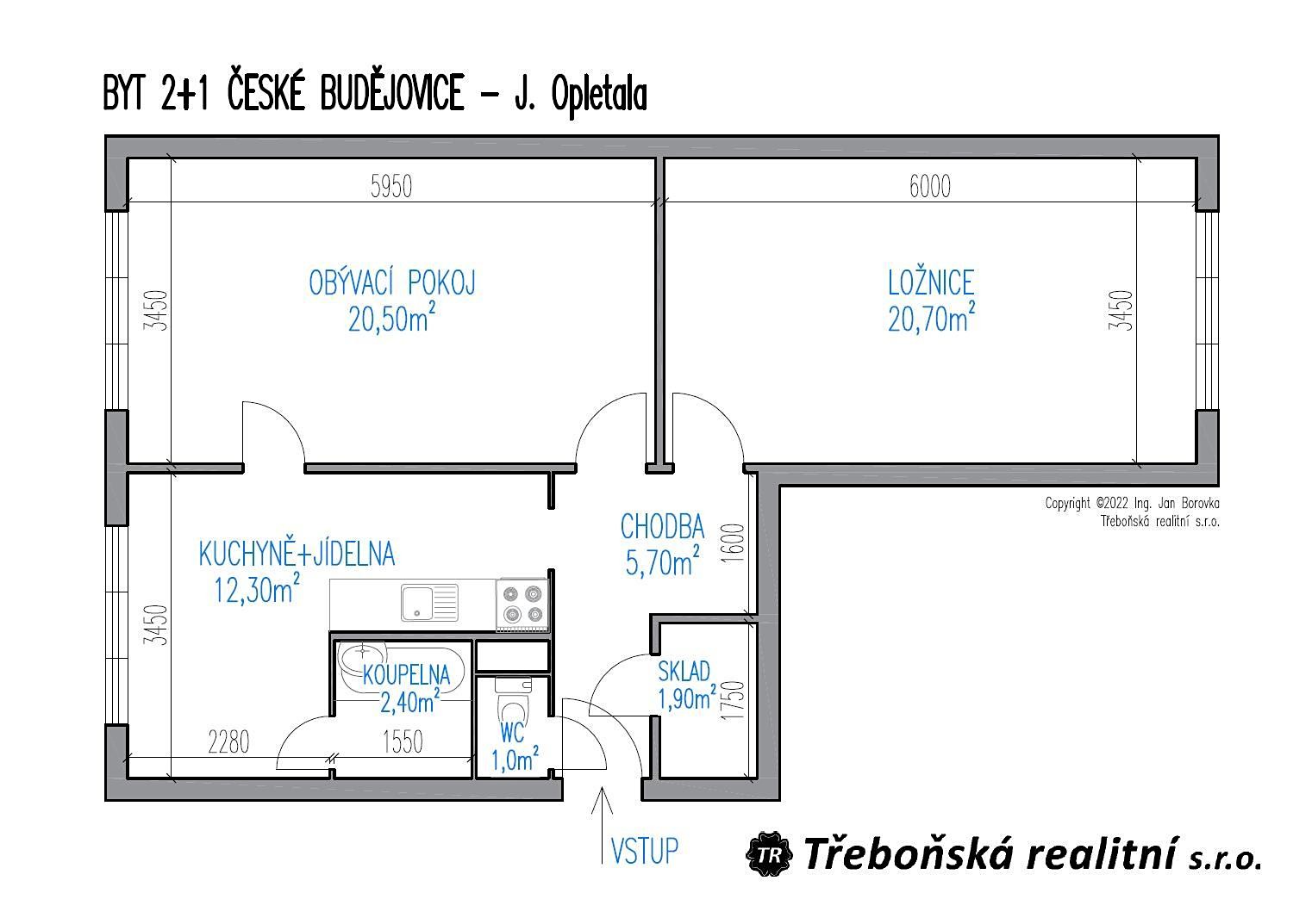 Prodej bytu 2+1 65 m², J. Opletala, České Budějovice - České Budějovice 2