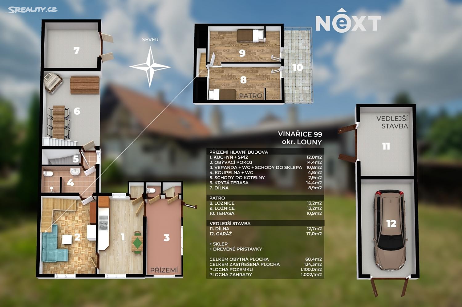 Prodej  rodinného domu 124 m², pozemek 1 100 m², Vinařice, okres Louny