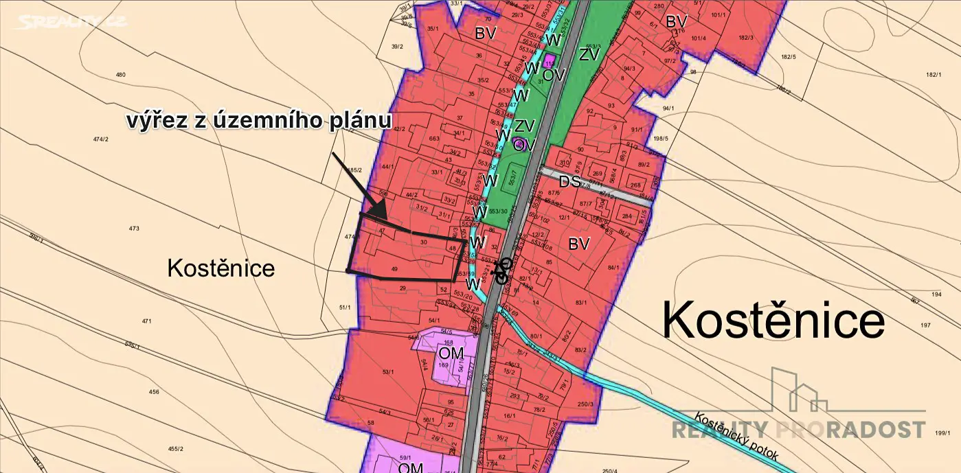 Prodej  zemědělské usedlosti 703 m², pozemek 4 518 m², Kostěnice, okres Pardubice
