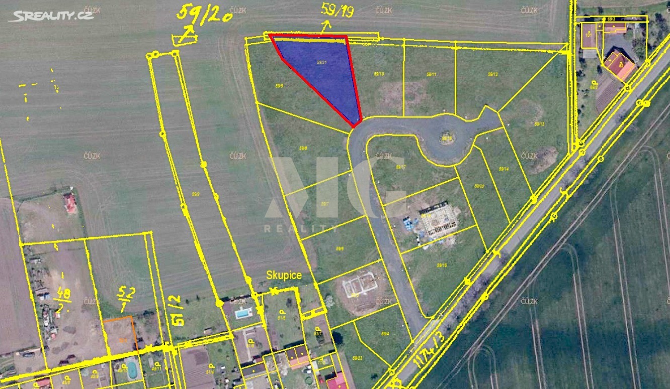 Prodej  stavebního pozemku 1 005 m², Postoloprty - Skupice, okres Louny