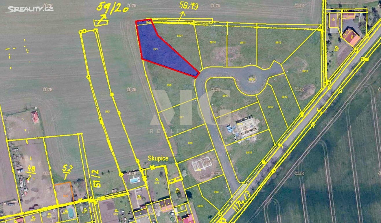 Prodej  stavebního pozemku 1 037 m², Postoloprty - Skupice, okres Louny