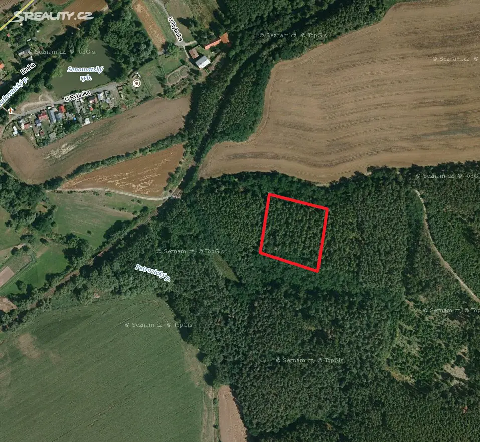 Prodej  lesa 1 721 m², Senomaty, okres Rakovník