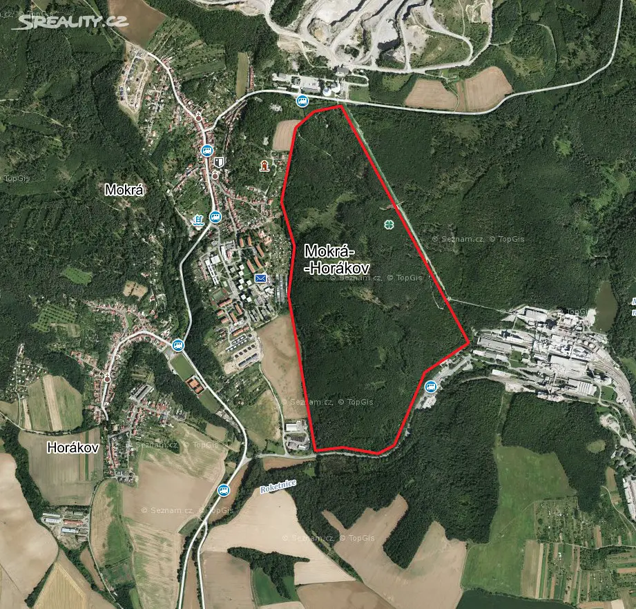 Prodej  lesa 47 662 m², Tvarožná, okres Brno-venkov