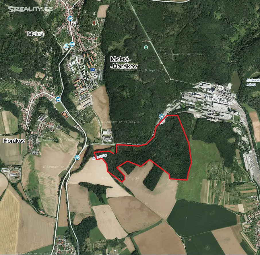 Prodej  lesa 20 633 m², Tvarožná, okres Brno-venkov