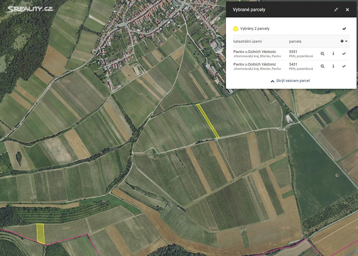 Prodej  sadu, vinice 10 586 m², Pavlov, okres Břeclav