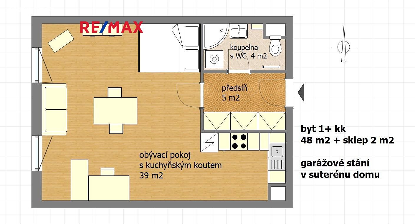 Pronájem bytu 1+kk 50 m², Komořanská, Praha 4 - Modřany