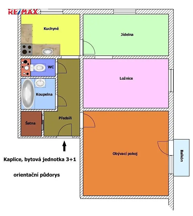 Pronájem bytu 3+1 58 m², 1. máje, Kaplice