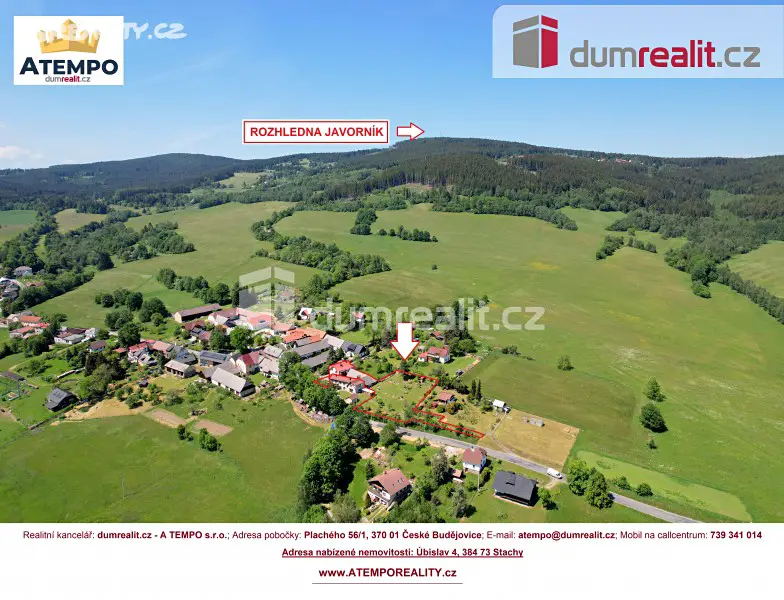 Prodej  stavebního pozemku 2 426 m², Stachy - Úbislav, okres Prachatice