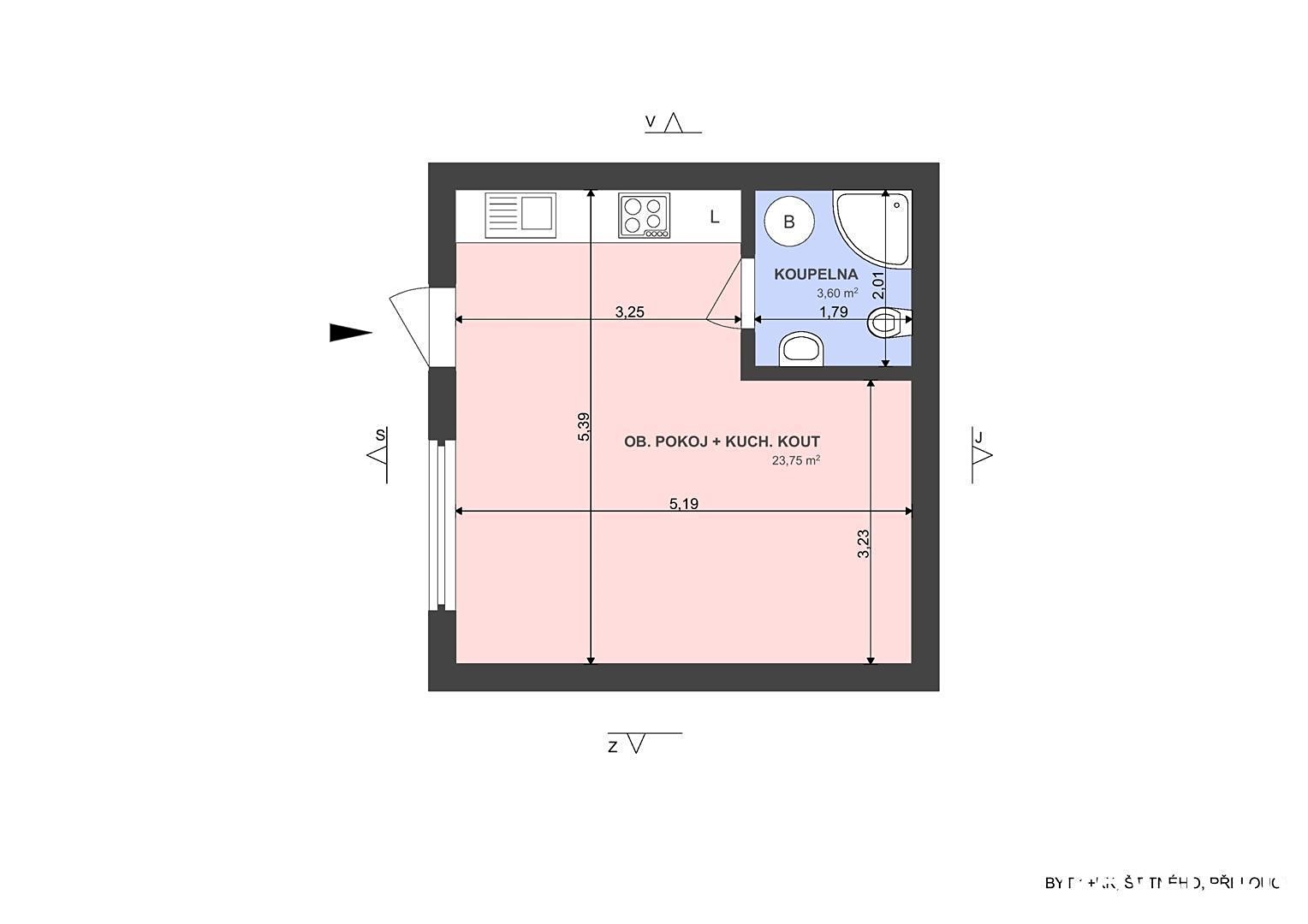 Pronájem bytu 1+kk 27 m², Štítného, Přelouč
