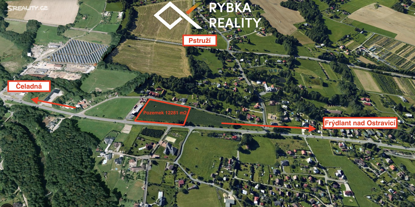 Prodej  komerčního pozemku 12 281 m², Pstruží, okres Frýdek-Místek