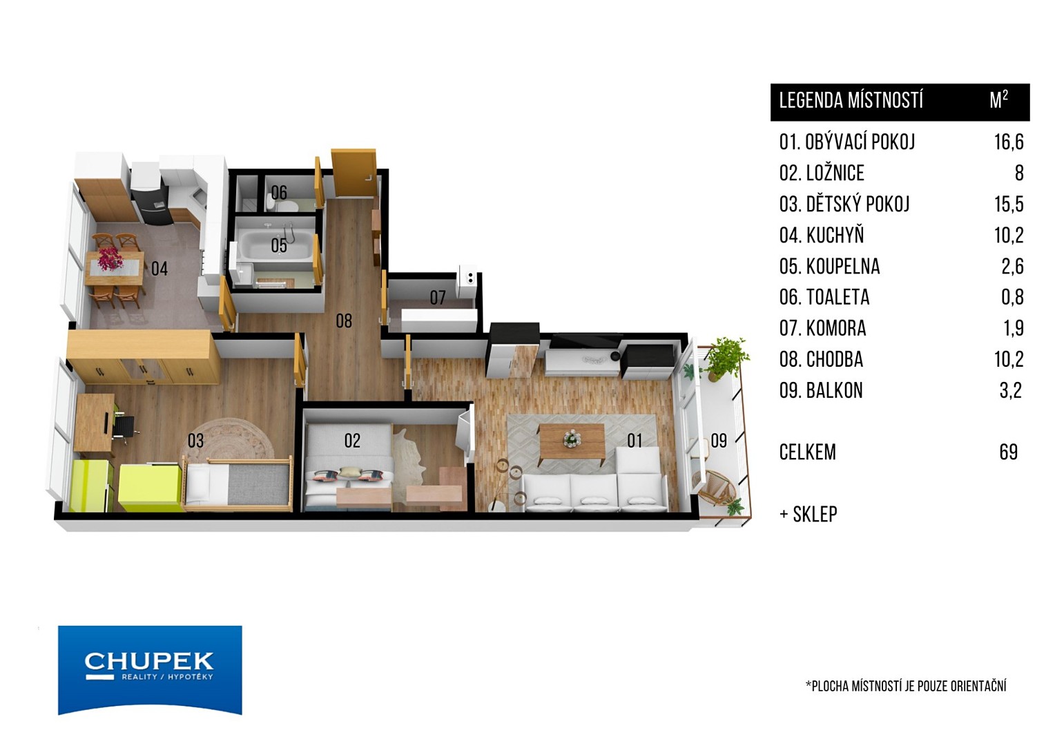 Prodej bytu 3+1 66 m², Žitná, Liberec - Liberec VI-Rochlice