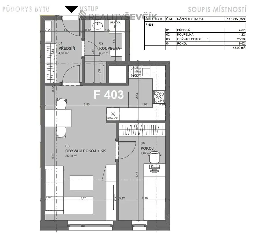 Pronájem bytu 2+kk 44 m², České Vrbné, České Budějovice - České Budějovice 2