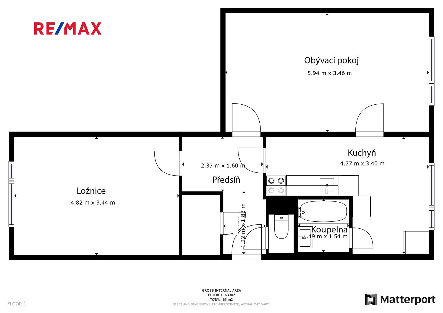 Prodej bytu 2+1 60 m², Plynárenská, Ústí nad Labem - Všebořice