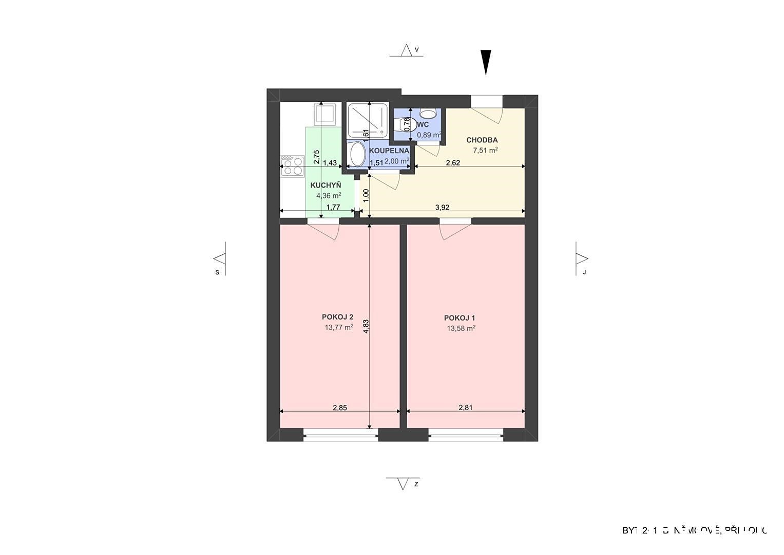 Pronájem bytu 2+1 42 m², B. Němcové, Přelouč