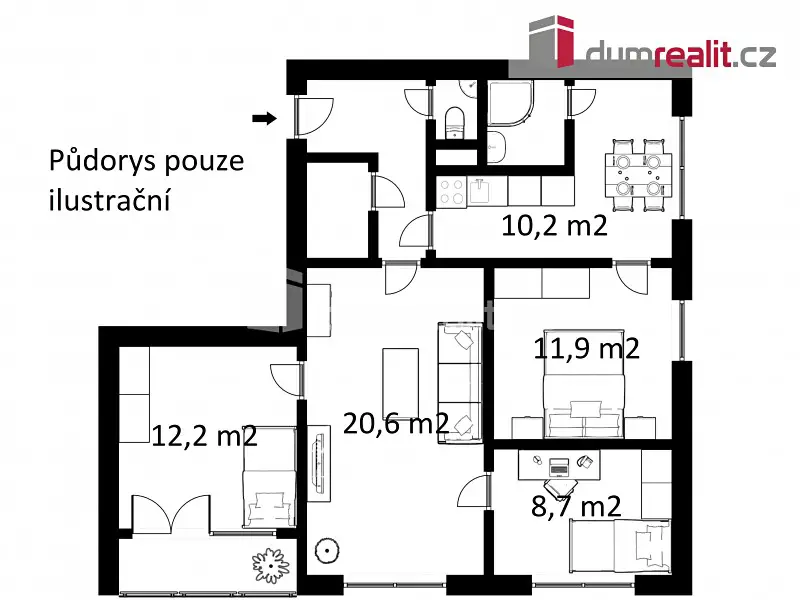Prodej bytu 4+1 80 m², Fügnerova, Hluboká nad Vltavou